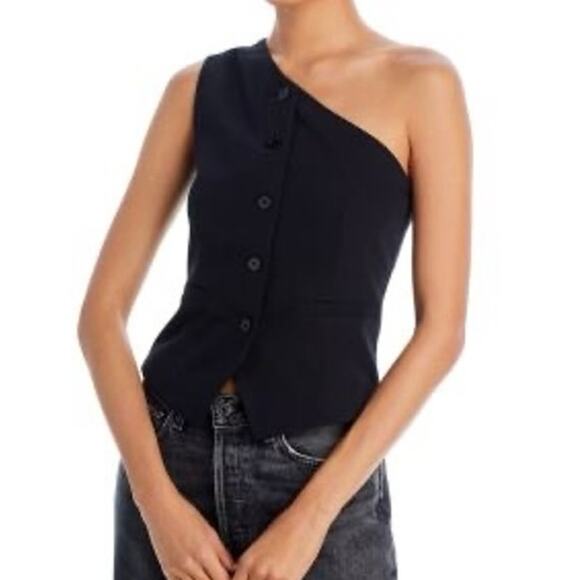FORE Sz M Black One Shoulder Button Up Office Siren Career Suit Vest Classic - Picture 1 of 9